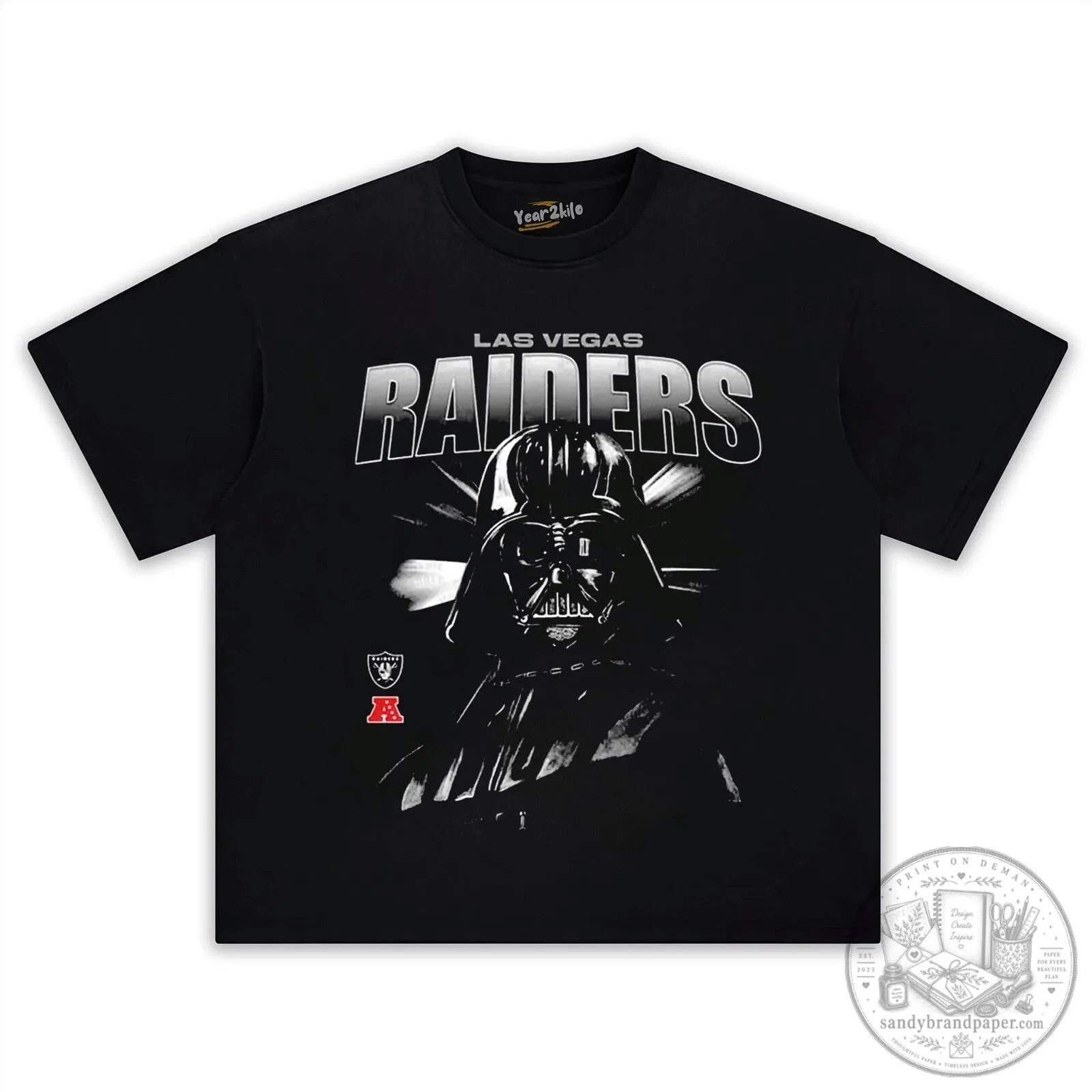 Las Vegas Raiders Darth Vader Star Wars Black T-Shirt 9 Las Vegas Raiders Darth Vader Star Wars Black T-Shirt