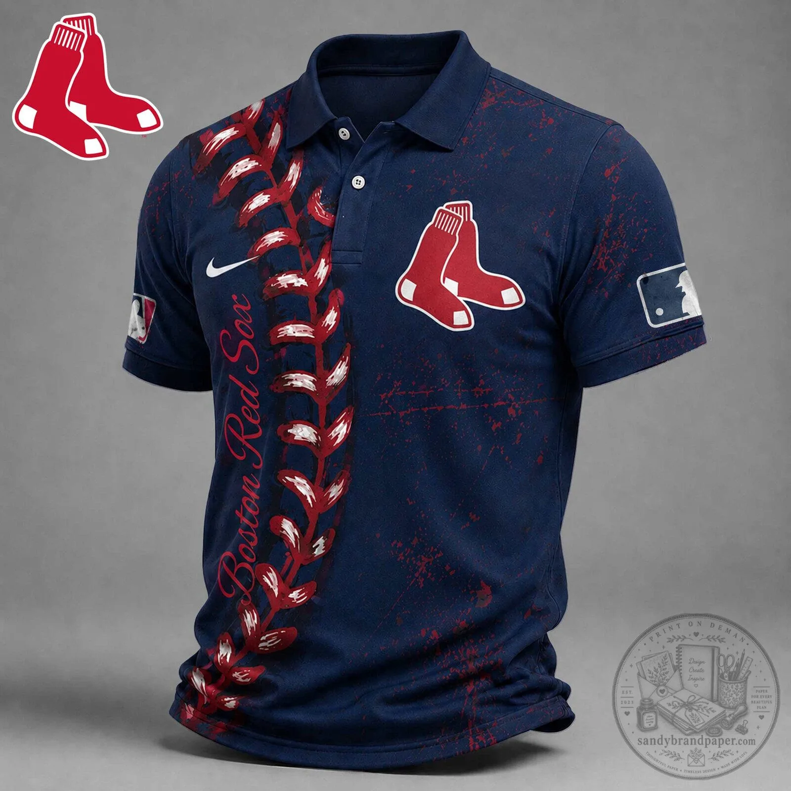 Boston Red Sox Baseball Stitch Polo Shirt for Men and Women 1 Boston Red Sox Baseball Stitch Polo Shirt for Men and Women