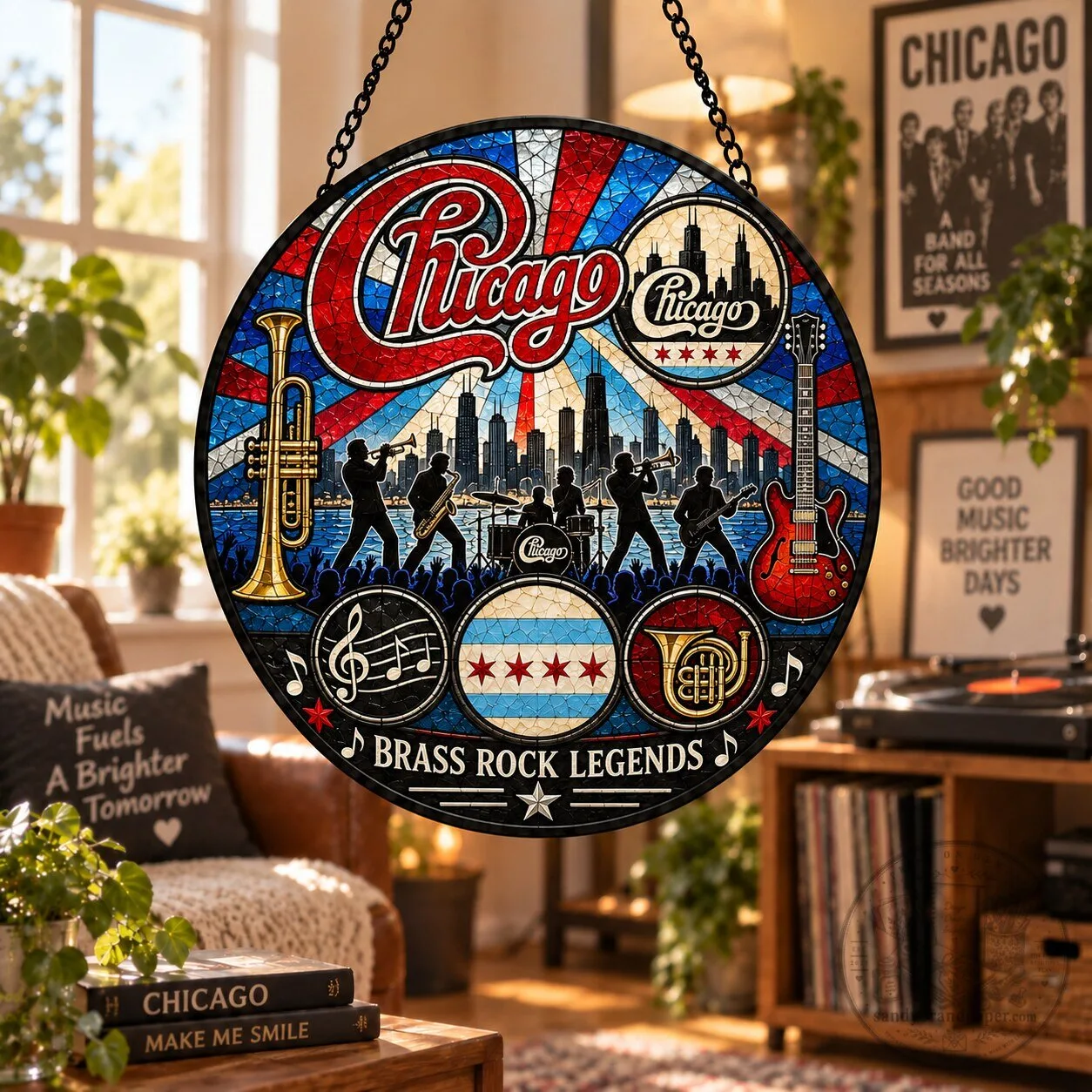 Chicago Brass Rock Legends Stained Glass Suncatcher