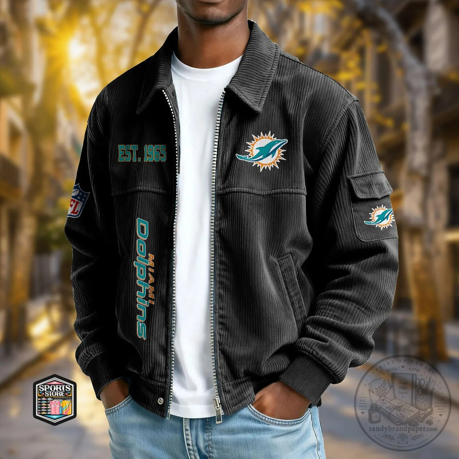 Miami Dolphins Established 1965 Corduroy Jacket