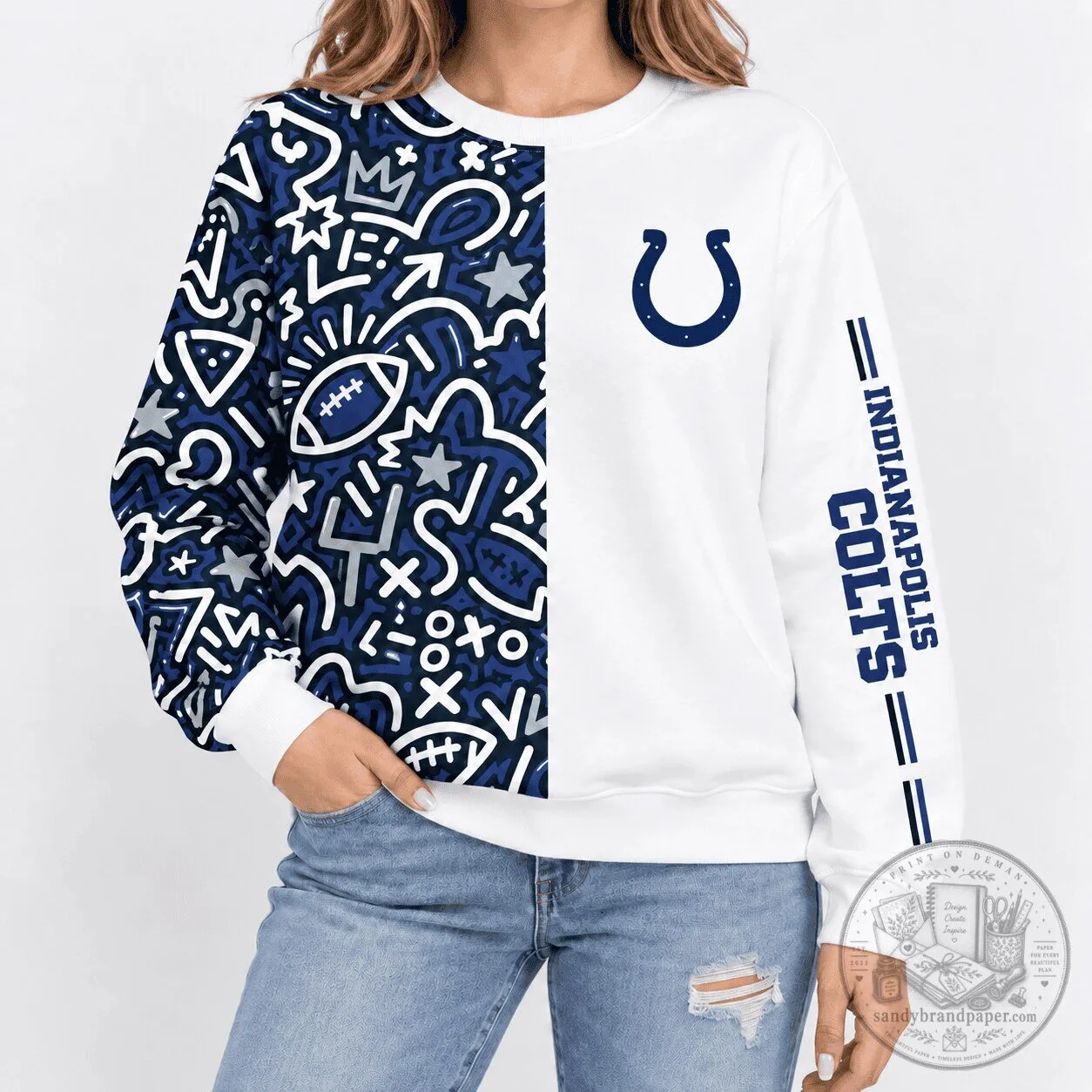 Indianapolis Colts NFL Pop Art Doodle Fan Crewneck Sweatshirt