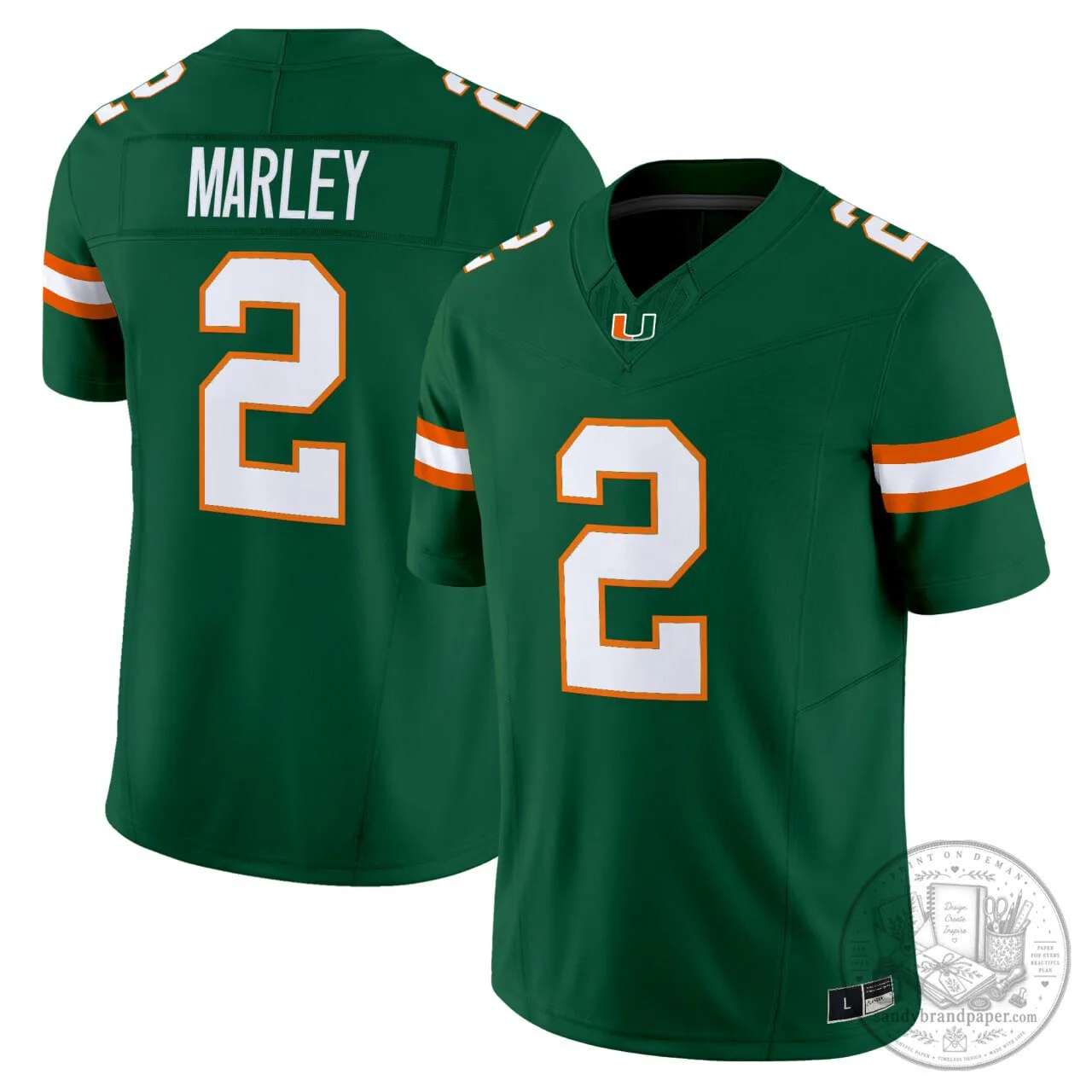 Rohan Marley Miami Hurricanes Football Team Green Vapor Limited Jersey