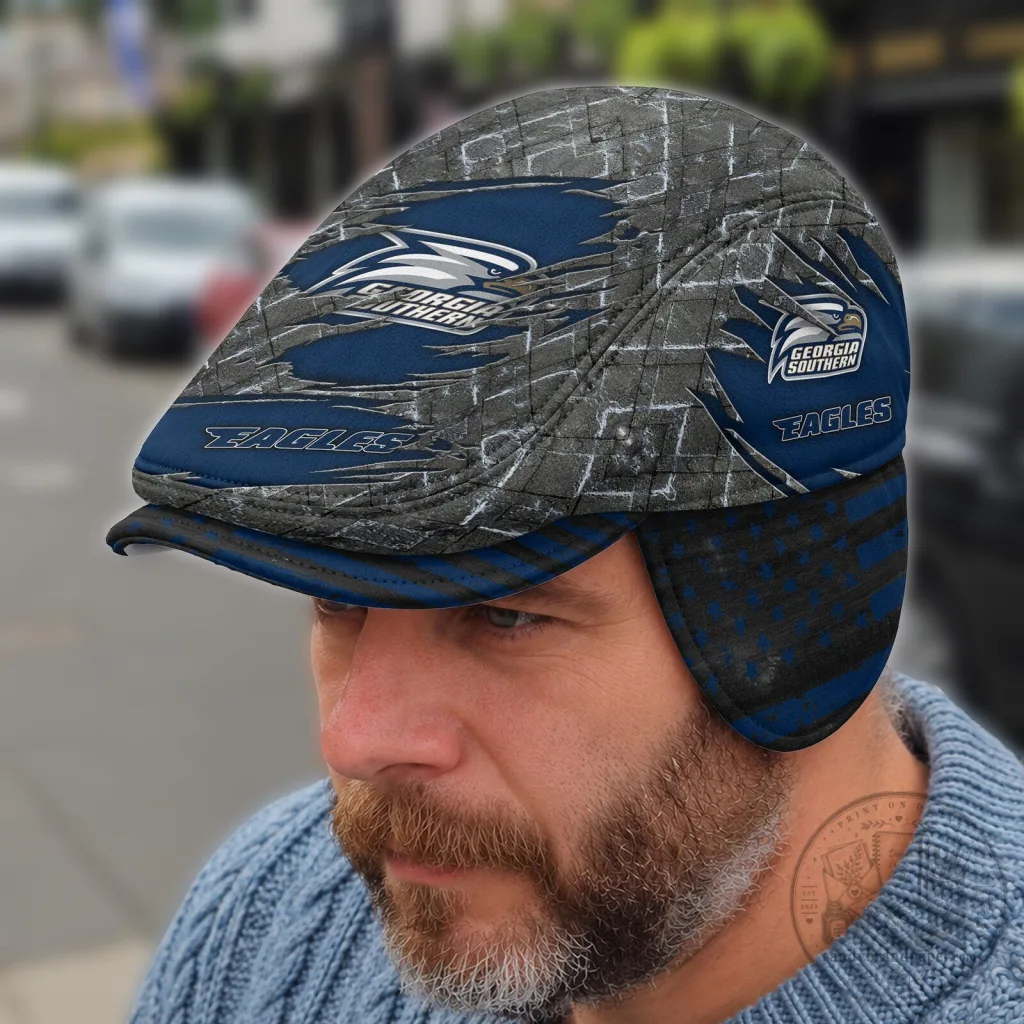 Georgia Southern Eagles Flat Cap with Foldable Ear Flaps Georgia Southern Eagles Flat Cap with Foldable Ear Flaps