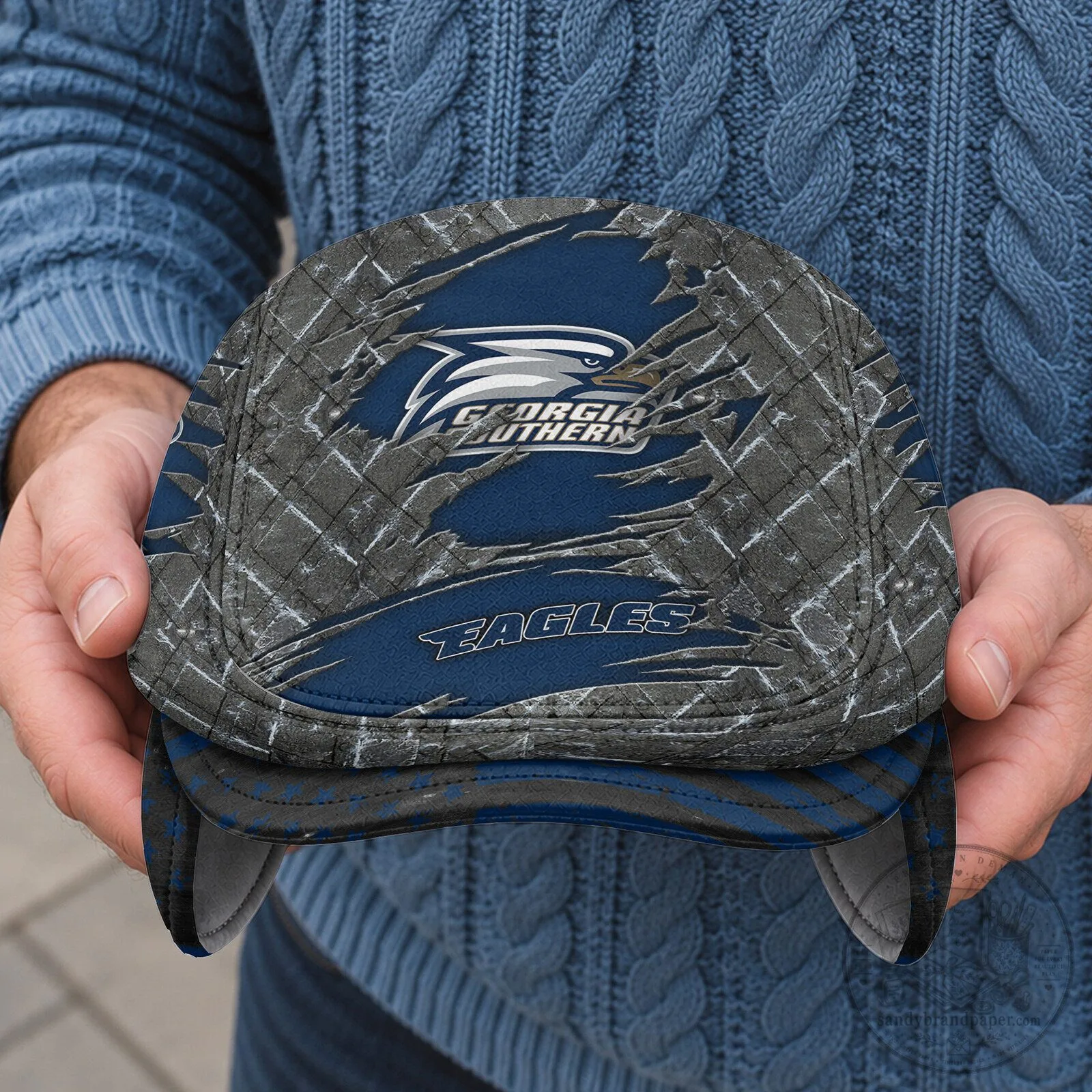 Georgia Southern Eagles Flat Cap with Foldable Ear Flaps 7 Georgia Southern Eagles Flat Cap with Foldable Ear Flaps