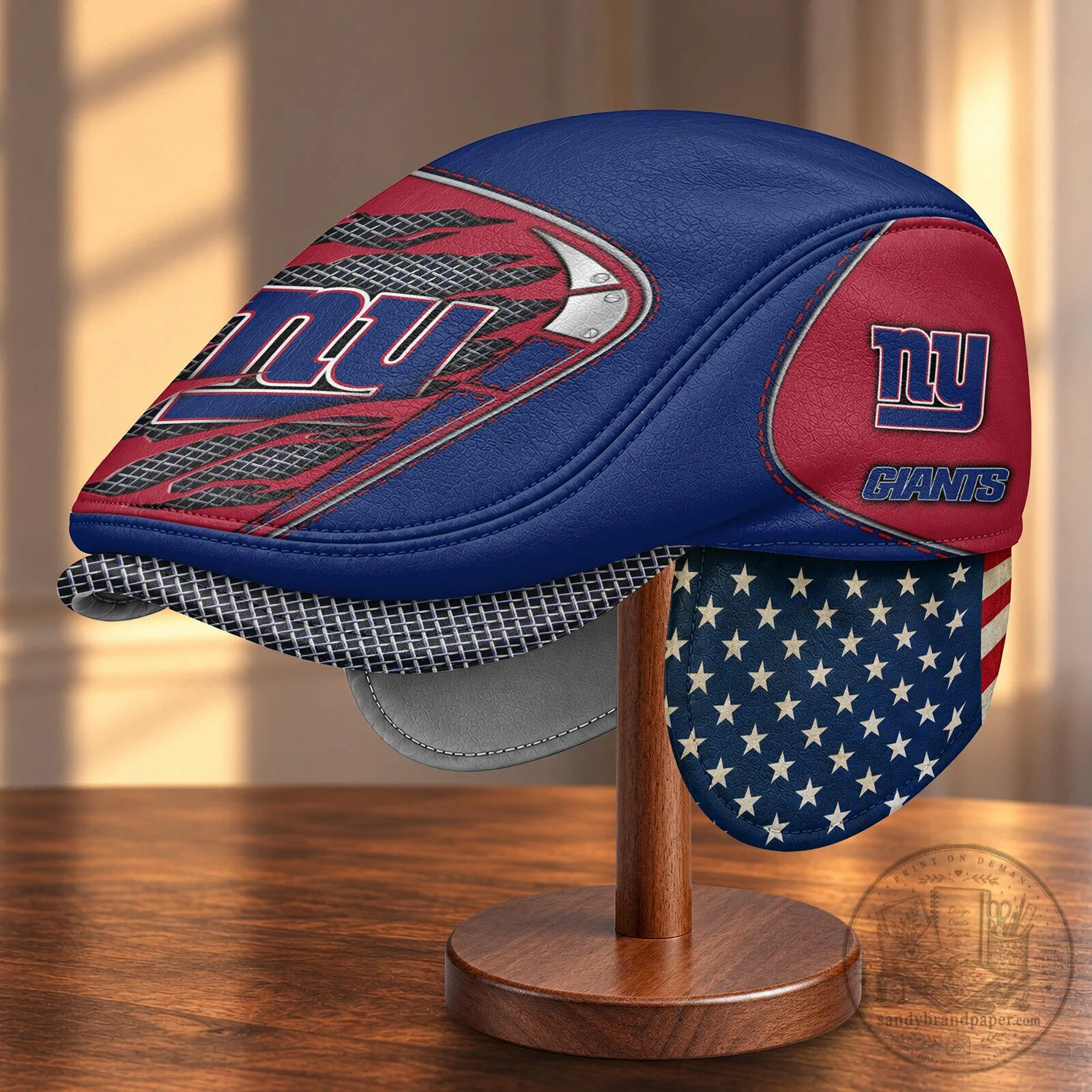 New York Giants NFL Flat Cap with Foldable Ear Flaps