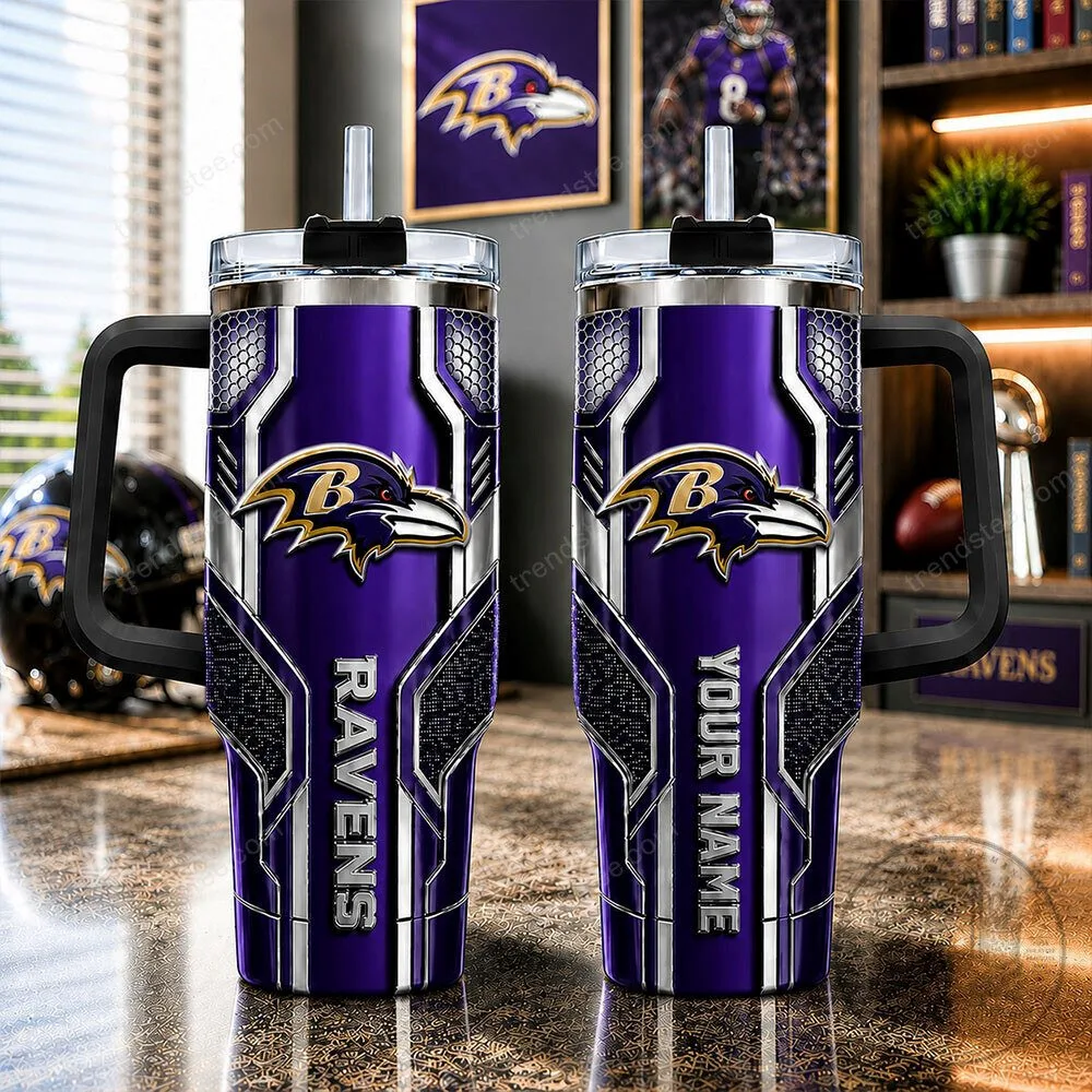 Baltimore Ravens Football Team Logo Insulated Stainless Steel Tumbler with Handle