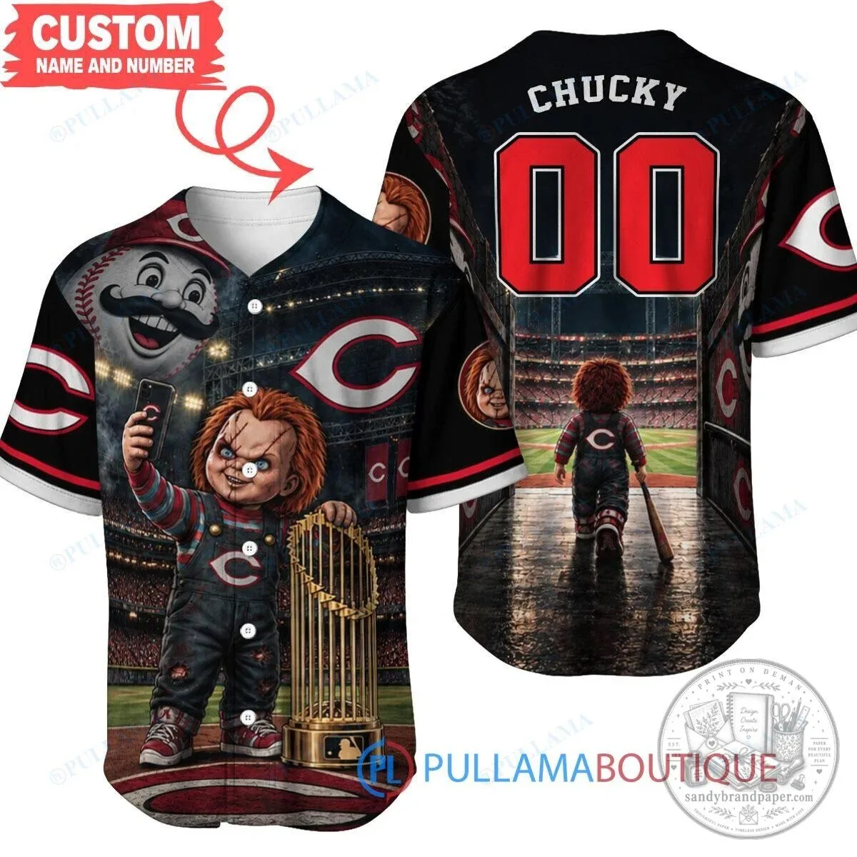Cincinnati Reds Chucky World Series Trophy Baseball Jersey