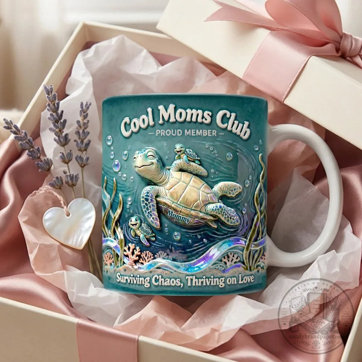 Cool Moms Club Turtle Mother and Baby Personalized Coffee Mug
