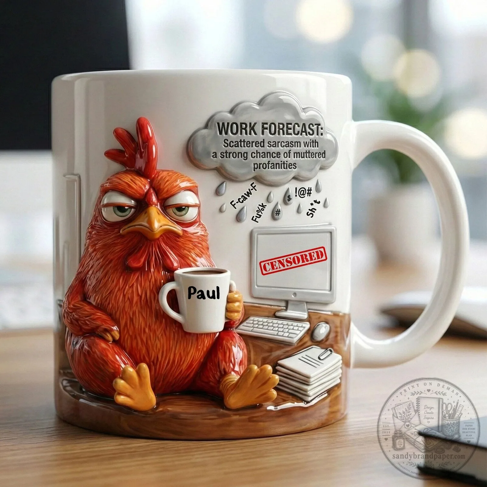 Funny Rooster Work Forecast Coffee Mug, Personalized Gifts For Coworkers