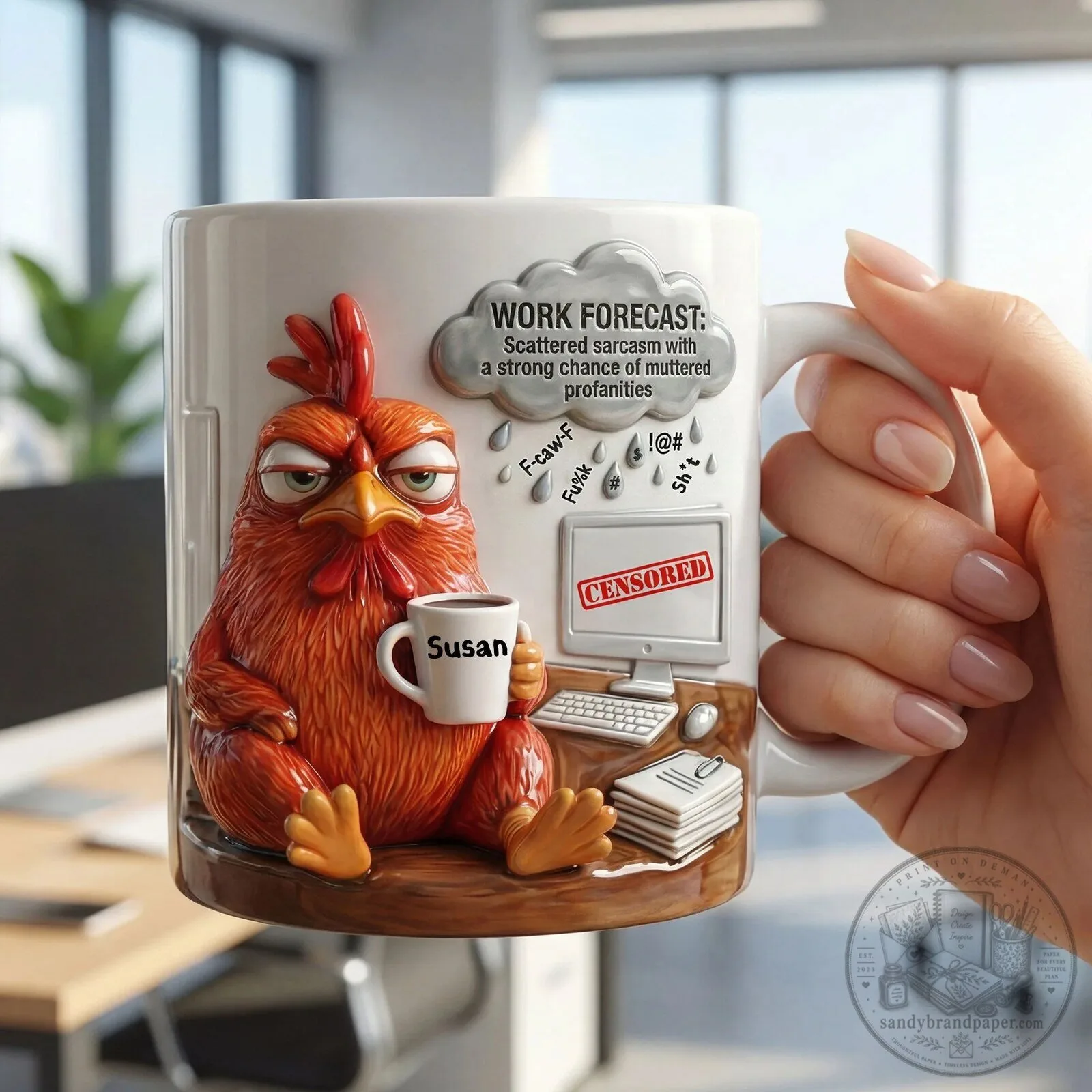 Funny Rooster Work Forecast Coffee Mug, Personalized Gifts For Coworkers 4 Funny Rooster Work Forecast Coffee Mug, Personalized Gifts For Coworkers