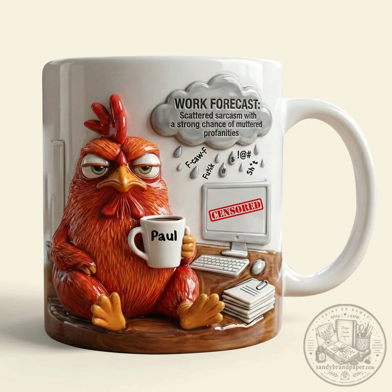 Funny Rooster Work Forecast Coffee Mug, Personalized Gifts For Coworkers 5 Funny Rooster Work Forecast Coffee Mug, Personalized Gifts For Coworkers