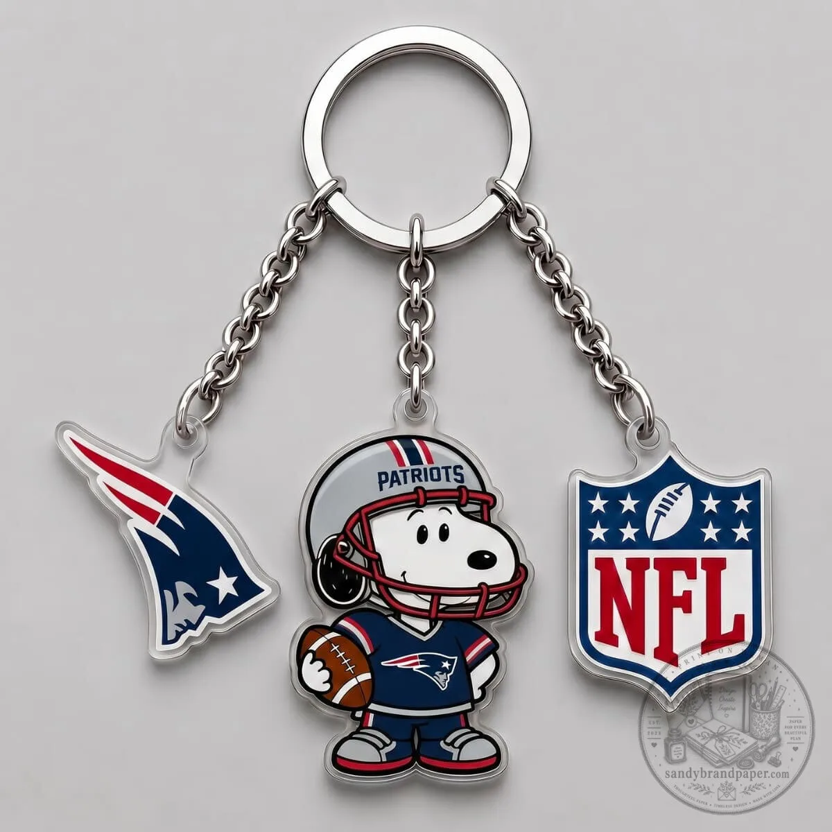 New England Patriots Snoopy National Football League Triple Charm Keychain