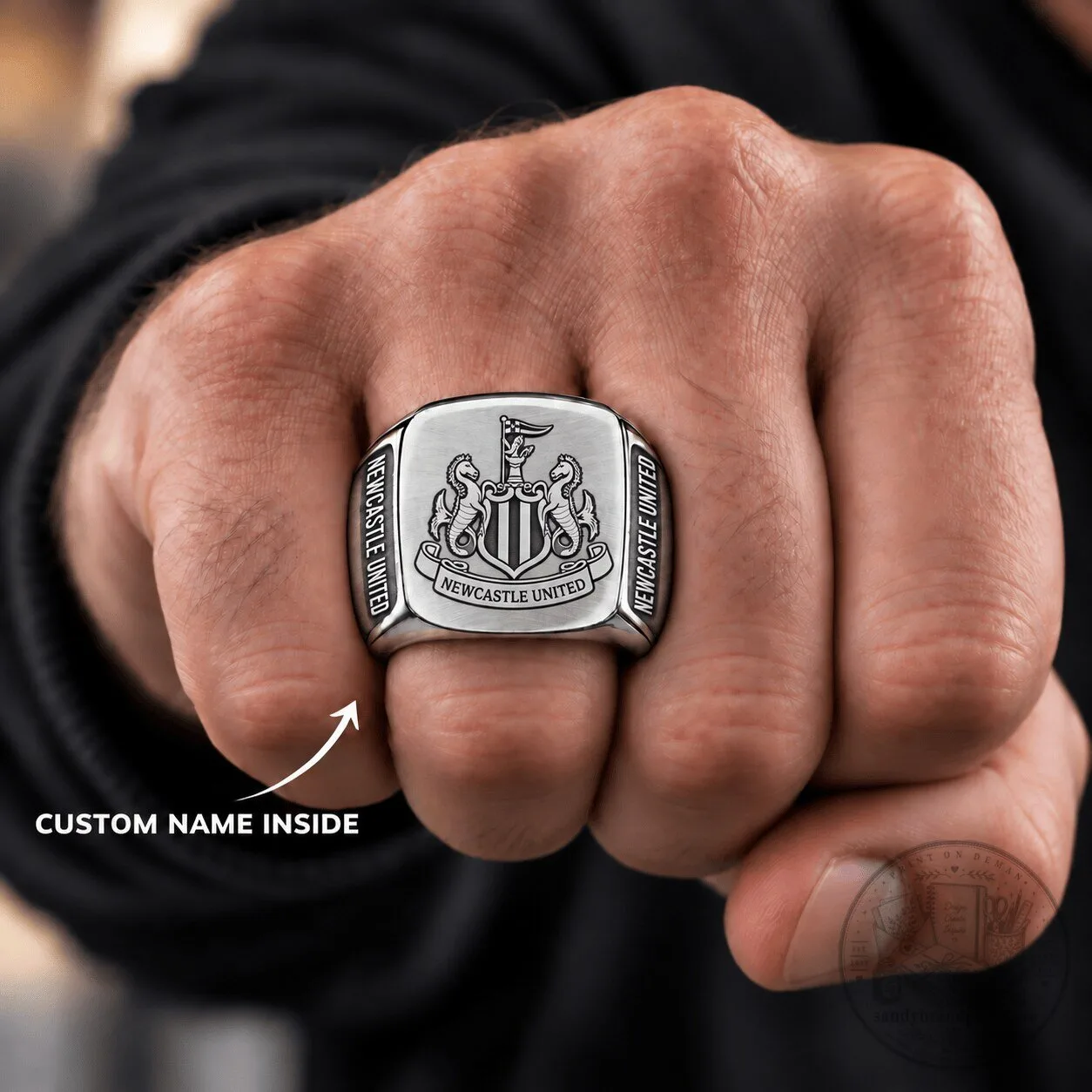Newcastle United Football Club Personalized Silver Signet Ring
