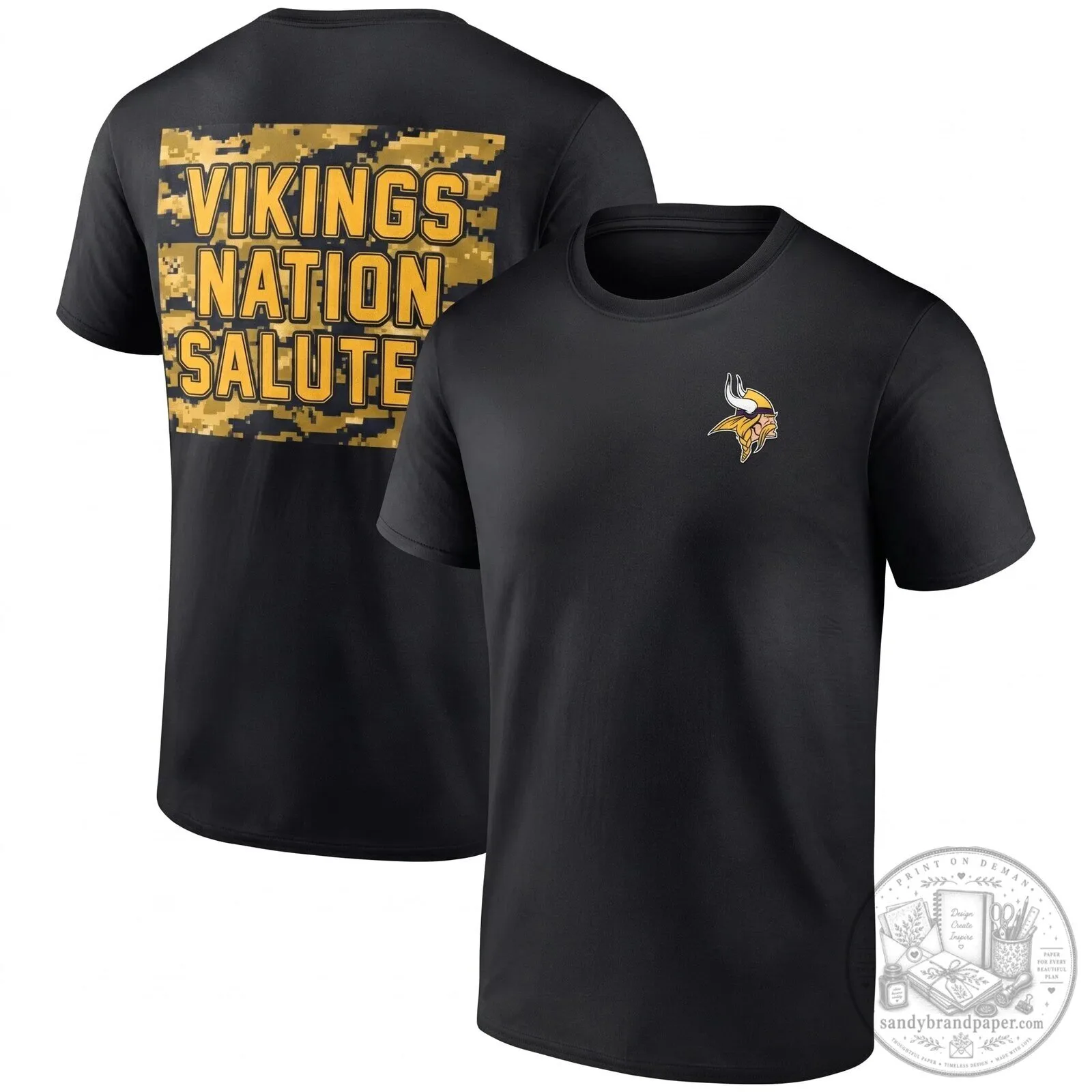 Minnesota Vikings Nation Salute To Service Black T-Shirt