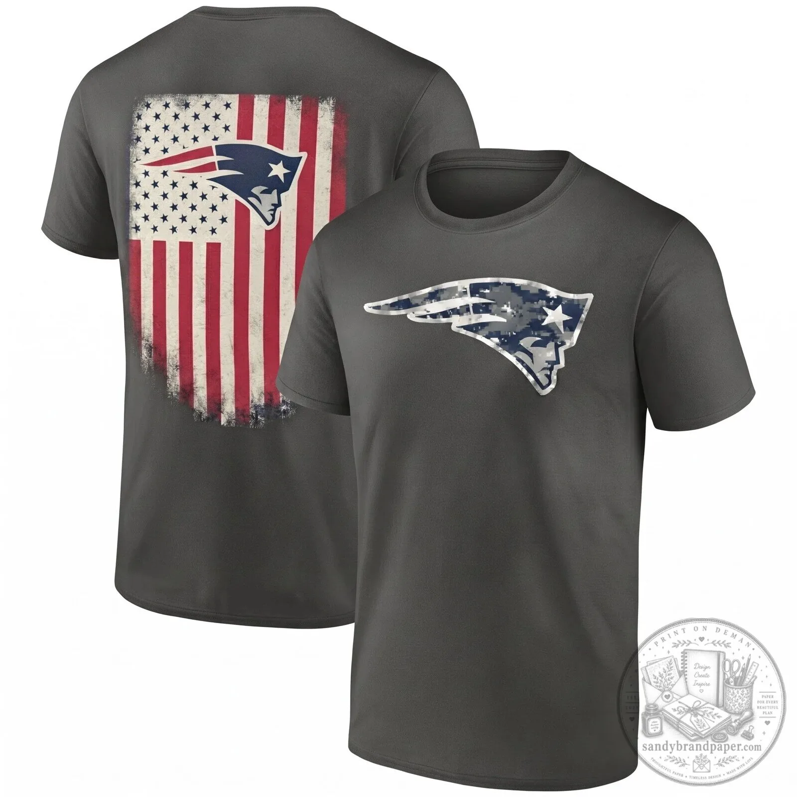 Distressed Black T-Shirt featuring American Flag for New England Patriots Salute To Service 8 Distressed Black T-Shirt featuring American Flag for New England Patriots Salute To Service