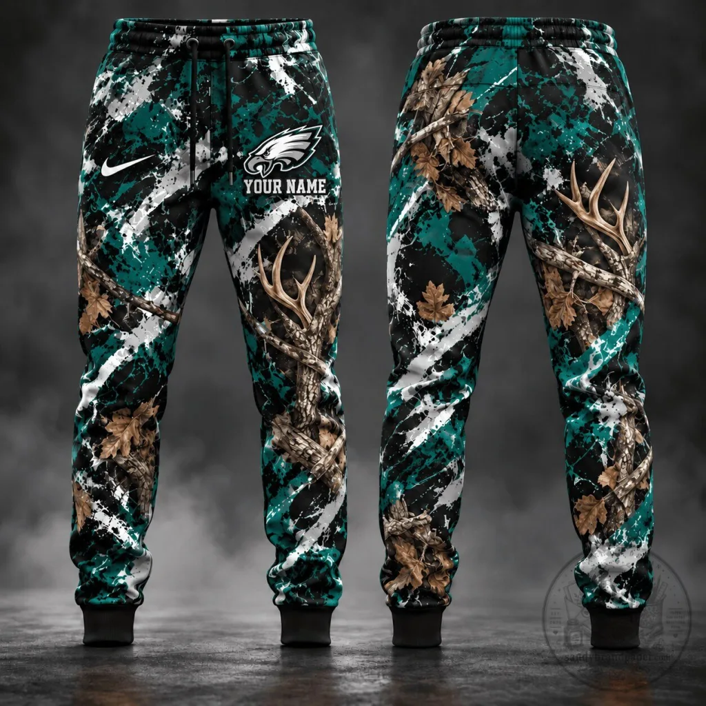 Philadelphia Eagles Camouflage Hunting Jogger Pants for Men Philadelphia Eagles Camouflage Hunting Jogger Pants for Men