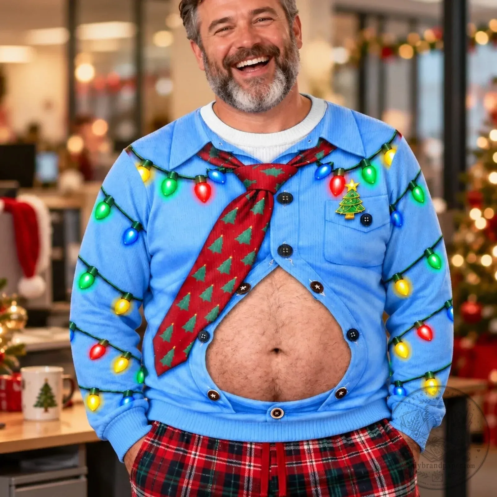 Funny Christmas Lights Open Shirt Belly Ugly Holiday Sweater 8 Funny Christmas Lights Open Shirt Belly Ugly Holiday Sweater
