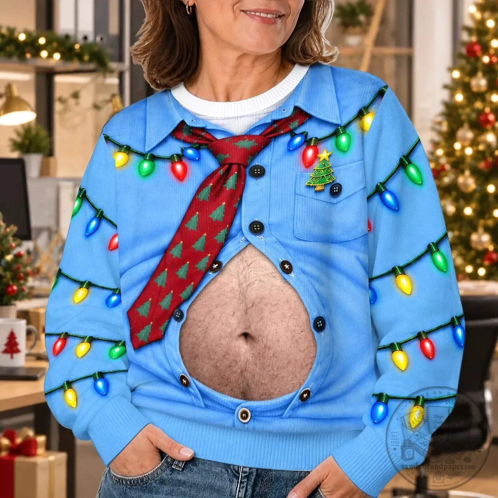 Funny Christmas Lights Open Shirt Belly Ugly Holiday Sweater 9 Funny Christmas Lights Open Shirt Belly Ugly Holiday Sweater