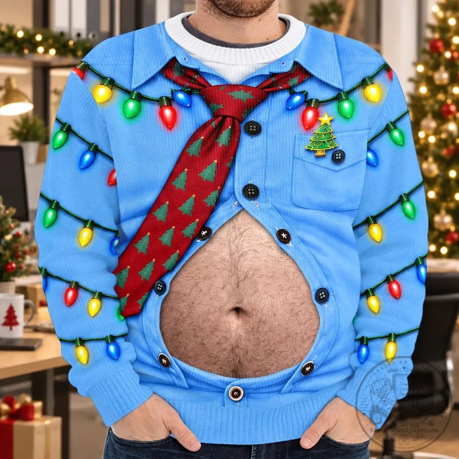 Funny Christmas Lights Open Shirt Belly Ugly Holiday Sweater 10 Funny Christmas Lights Open Shirt Belly Ugly Holiday Sweater