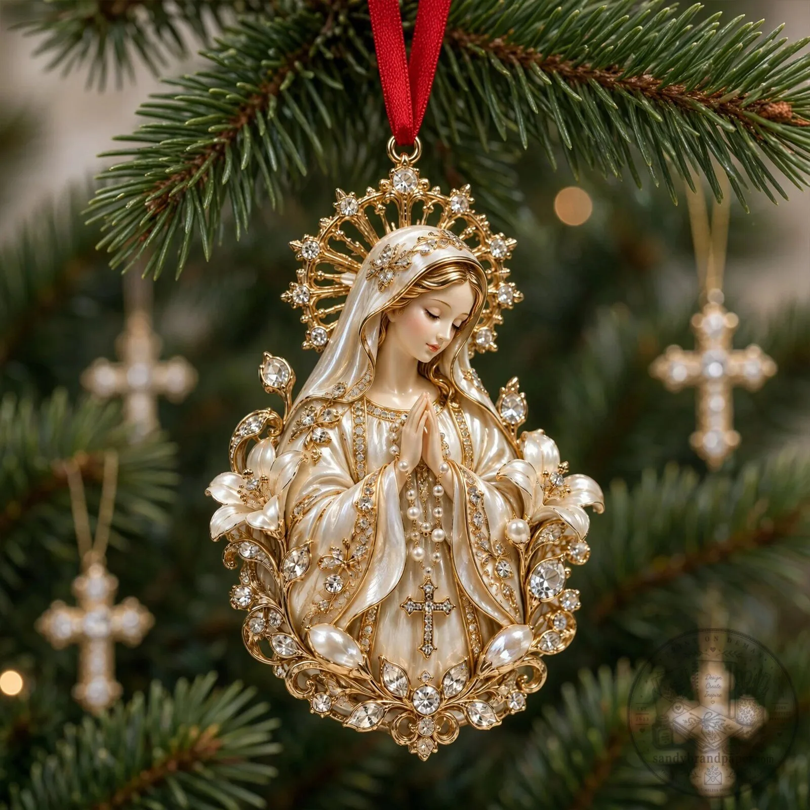 Blessed Virgin Mary Mother of God Religious Christmas Tree Ornament