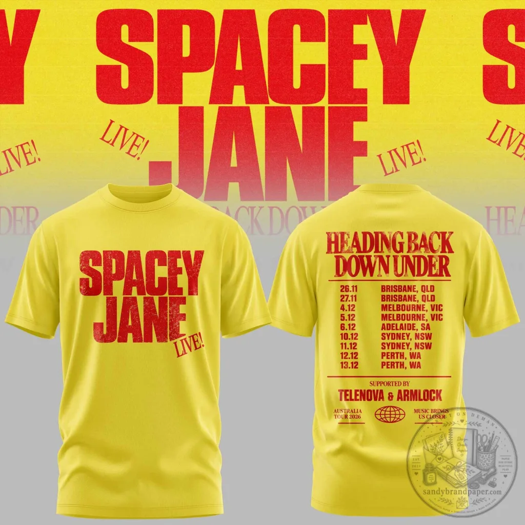 Spacey Jane Heading Back Down Under Australian Tour T-Shirt Spacey Jane Heading Back Down Under Australian Tour T-Shirt
