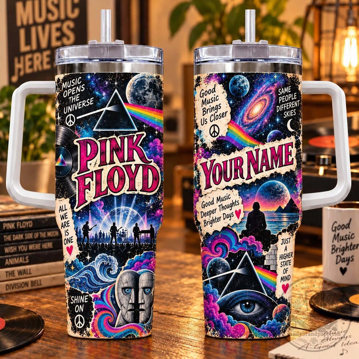 Pink Floyd Personalized Dark Side of the Moon Insulated Tumbler with Handle