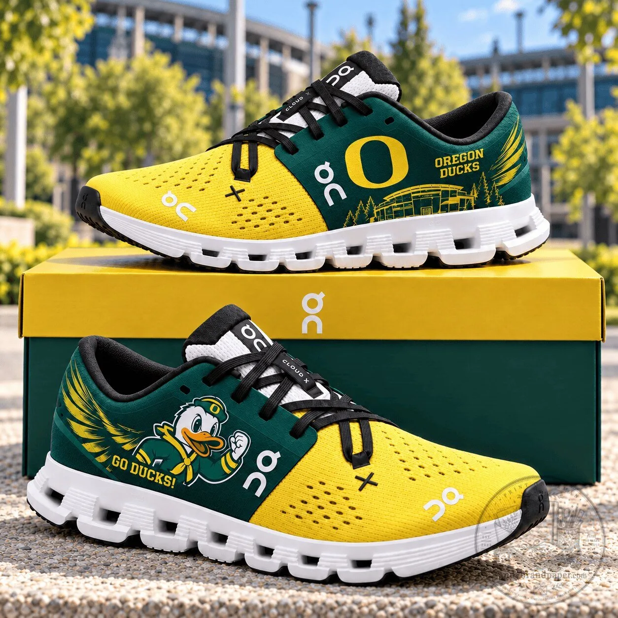 Oregon Ducks Yellow and Green Running Shoes