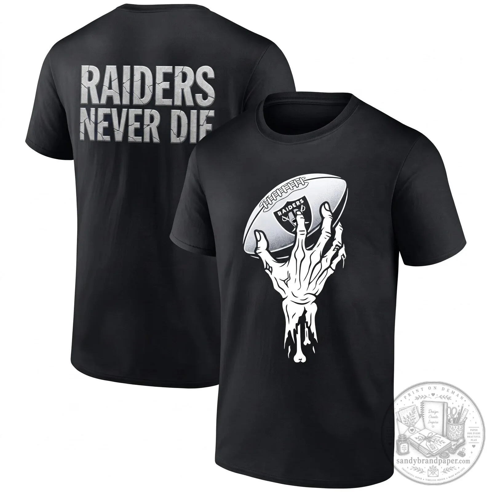 Halloween Las Vegas Raiders Skeleton Hand Holding Football T-Shirt 6 Halloween Las Vegas Raiders Skeleton Hand Holding Football T-Shirt
