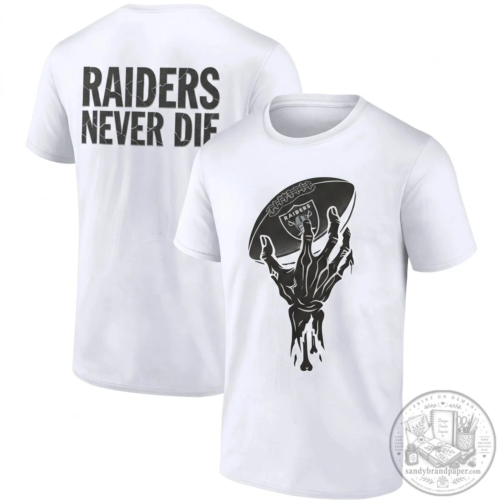 Halloween Las Vegas Raiders Skeleton Hand Holding Football T-Shirt 7 Halloween Las Vegas Raiders Skeleton Hand Holding Football T-Shirt