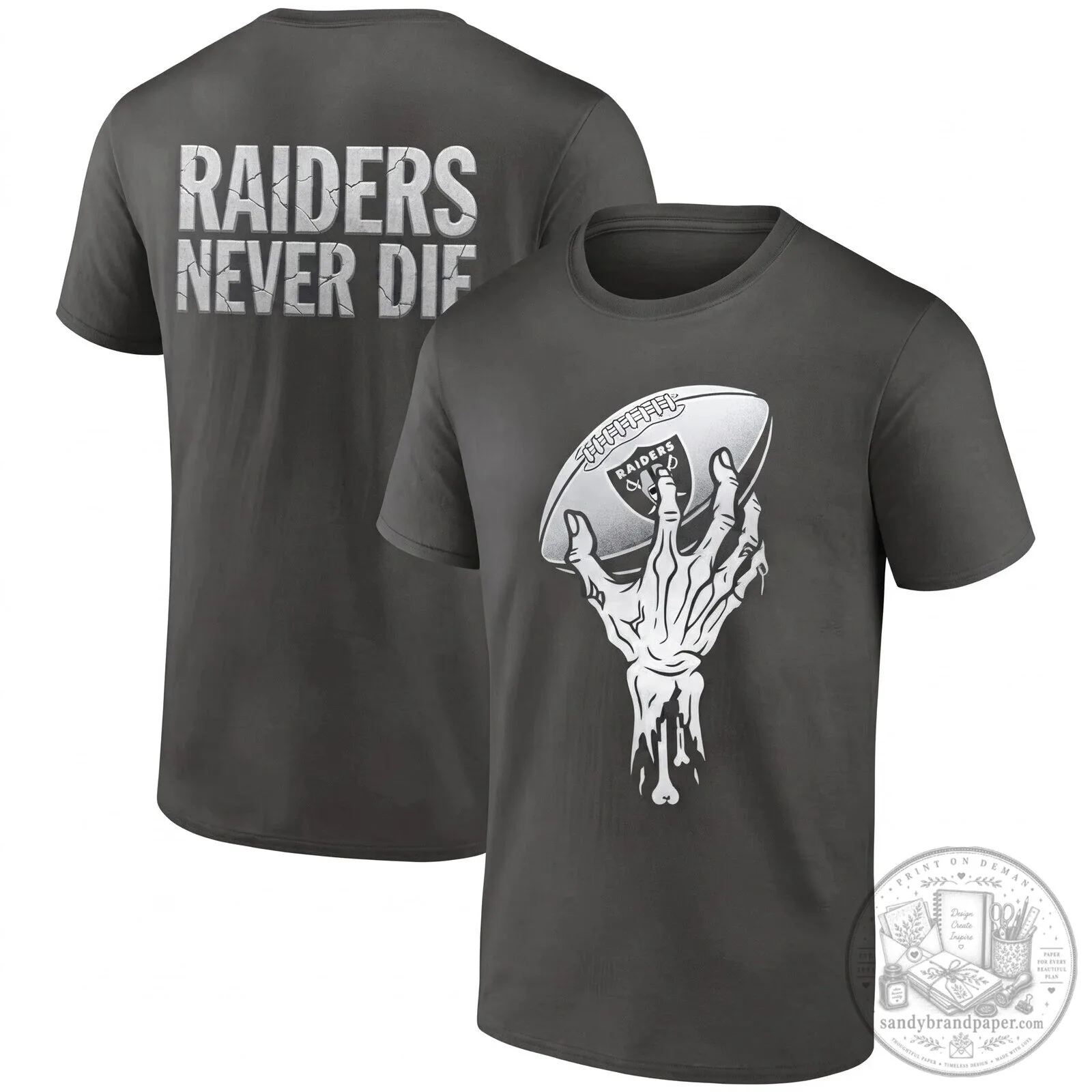 Halloween Las Vegas Raiders Skeleton Hand Holding Football T-Shirt 9 Halloween Las Vegas Raiders Skeleton Hand Holding Football T-Shirt