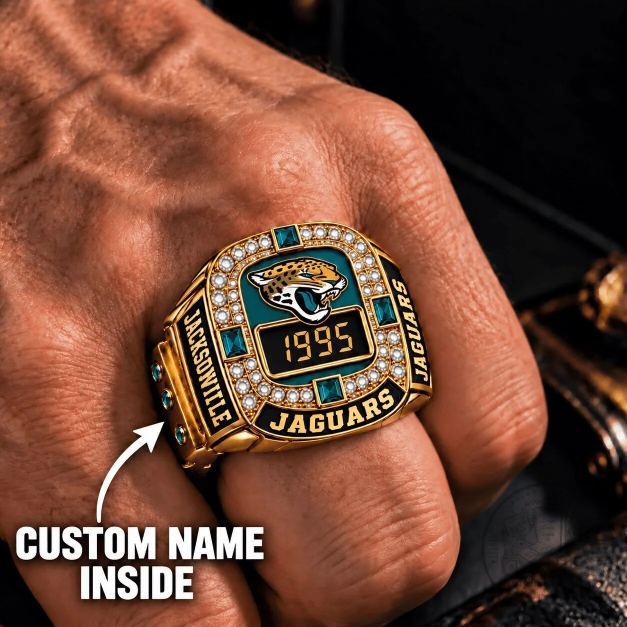 Jacksonville Jaguars 1995 NFL Football Team Championship Gold Ring