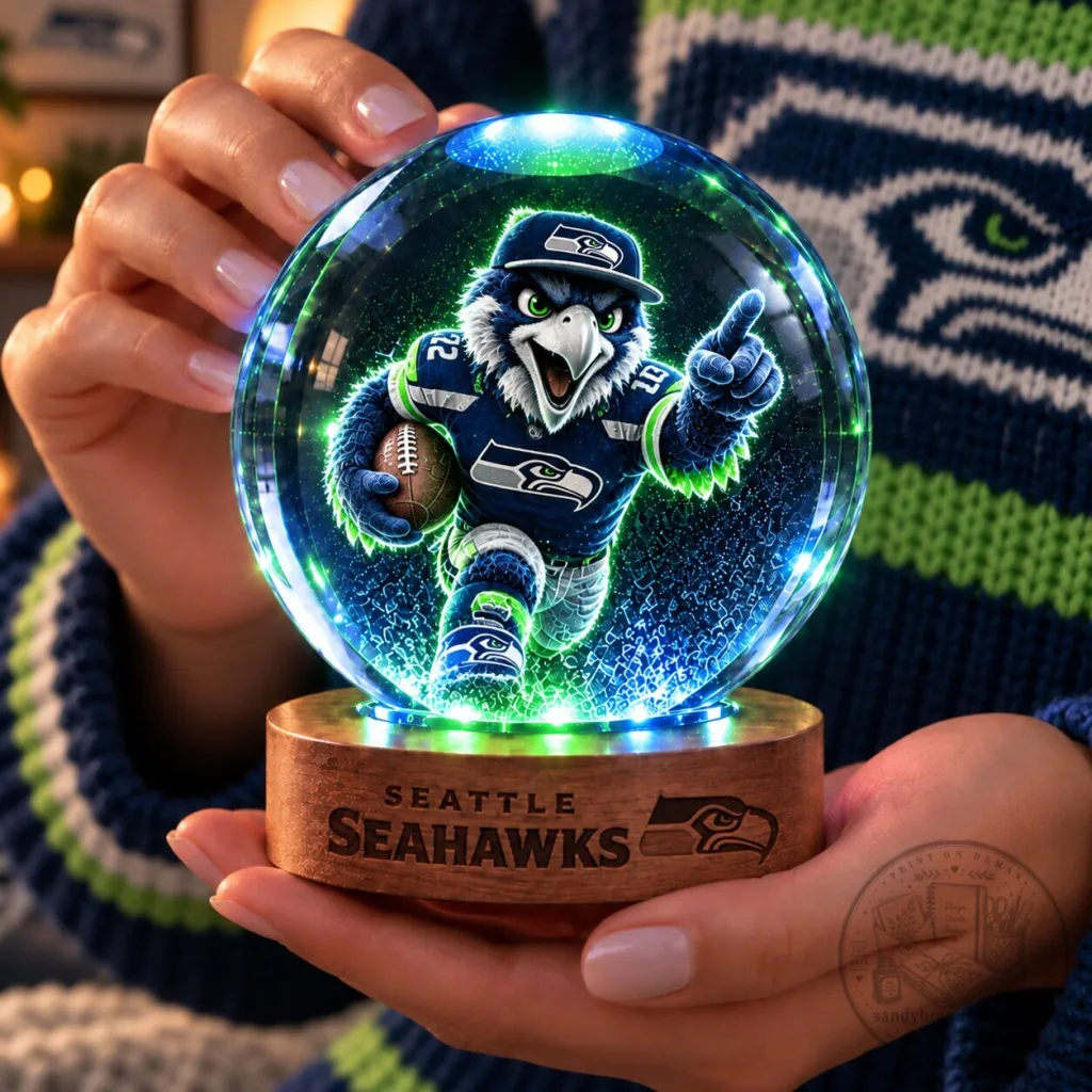 Seattle Seahawks Football Team Crystal Ball Night Light with LED Base Seattle Seahawks Football Team Crystal Ball Night Light with LED Base