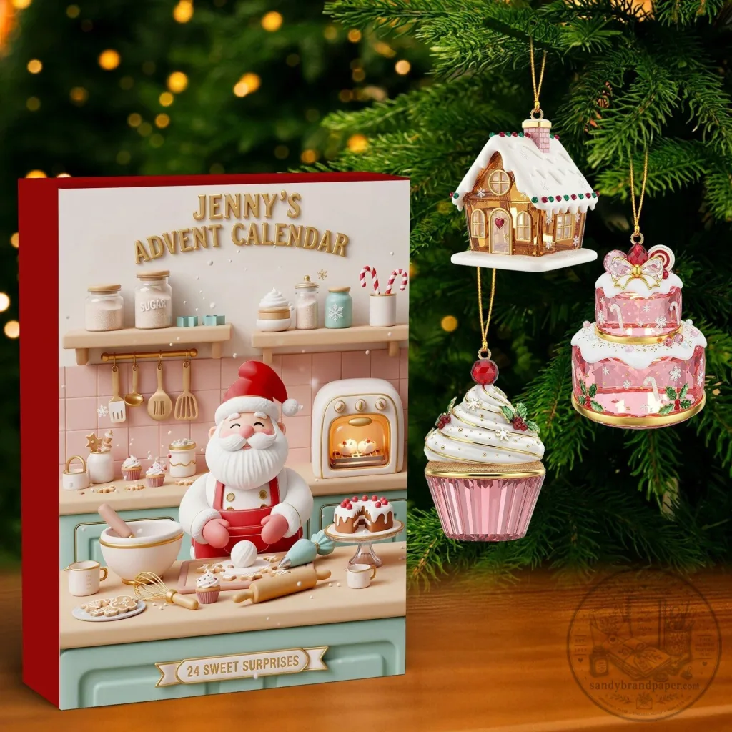 Personalized Santa Baker Christmas Advent Calendar with 24 Sweet Surprises Personalized Santa Baker Christmas Advent Calendar with 24 Sweet Surprises