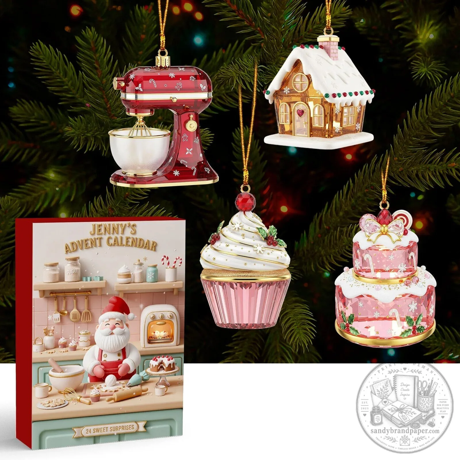 Personalized Santa Baker Christmas Advent Calendar with 24 Sweet Surprises 6 Personalized Santa Baker Christmas Advent Calendar with 24 Sweet Surprises
