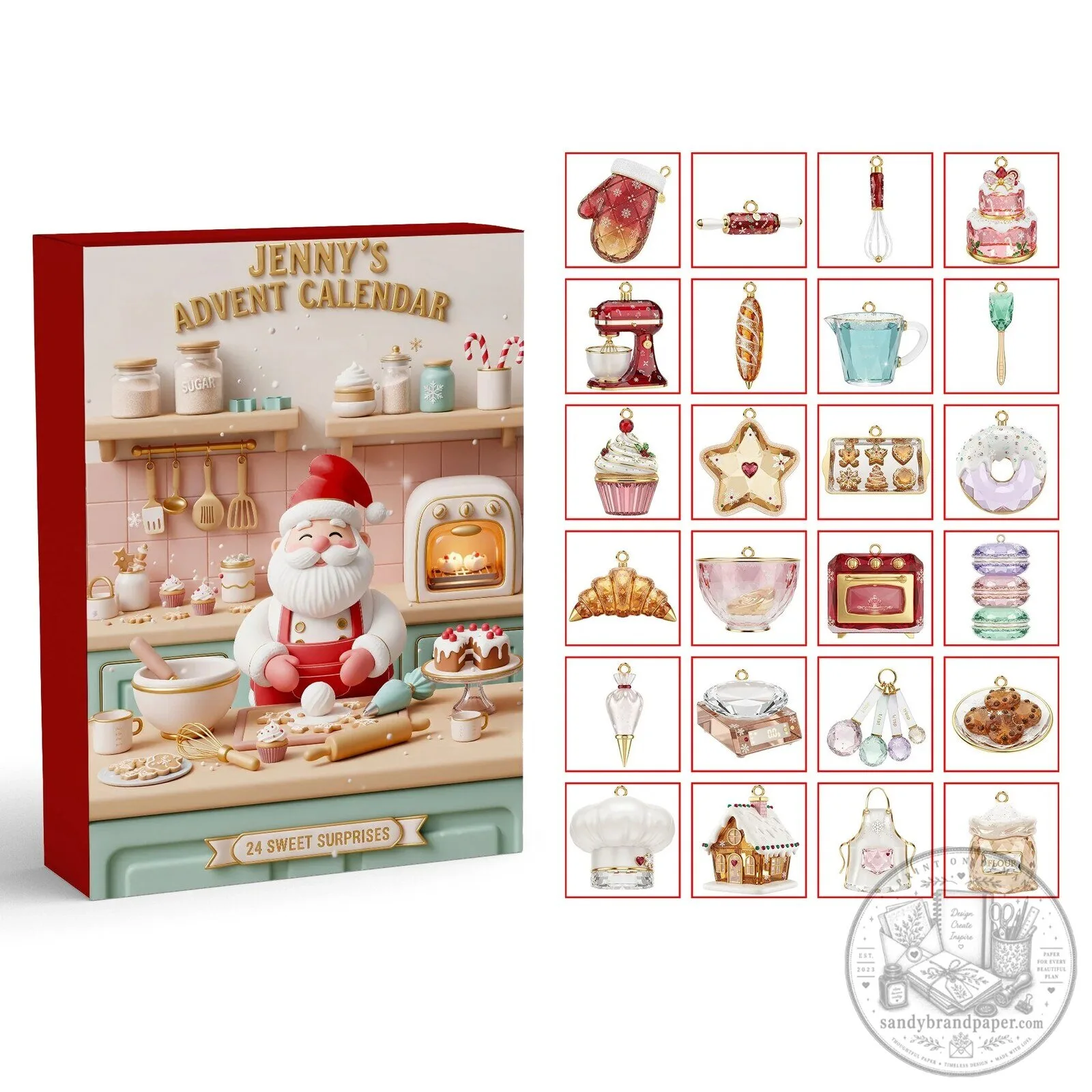 Personalized Santa Baker Christmas Advent Calendar with 24 Sweet Surprises 7 Personalized Santa Baker Christmas Advent Calendar with 24 Sweet Surprises