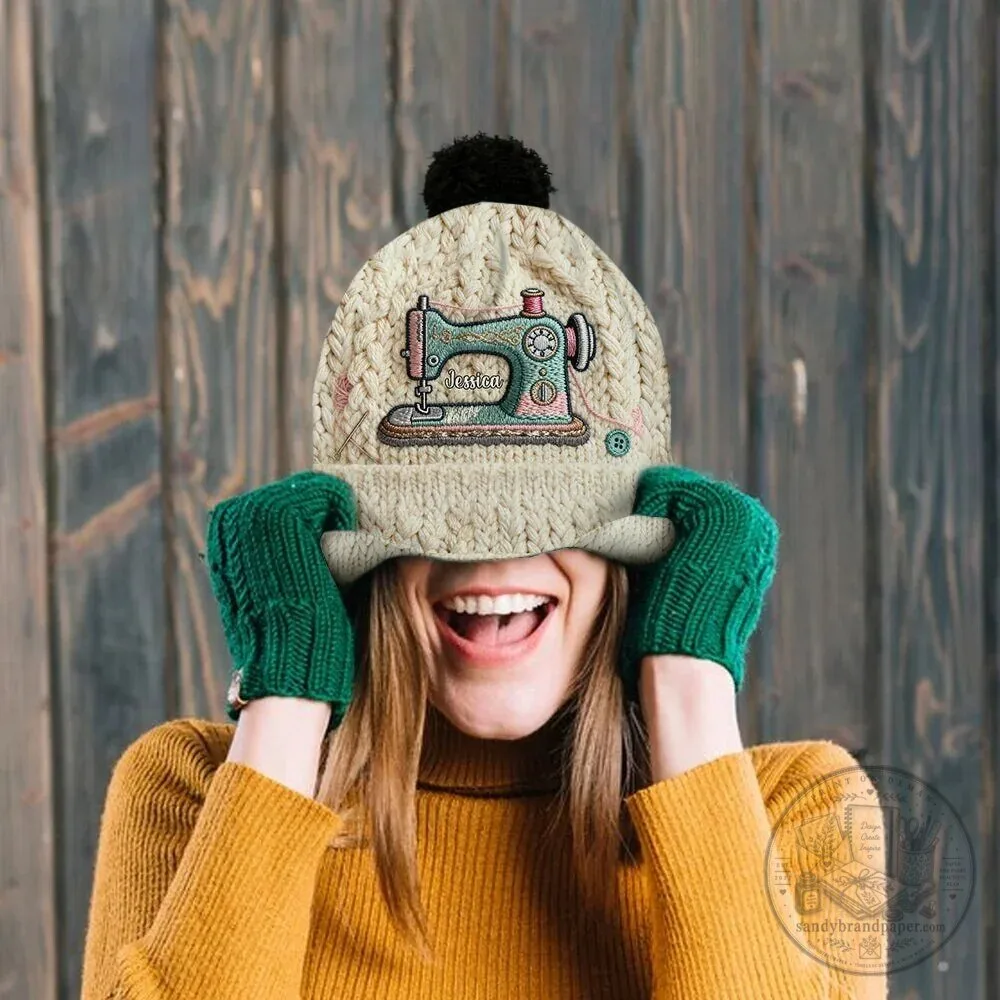 Personalized Sewing Machine Beanie Hat for Women - Sewing Makes Me Happy 23 Personalized Sewing Machine Beanie Hat for Women - Sewing Makes Me Happy