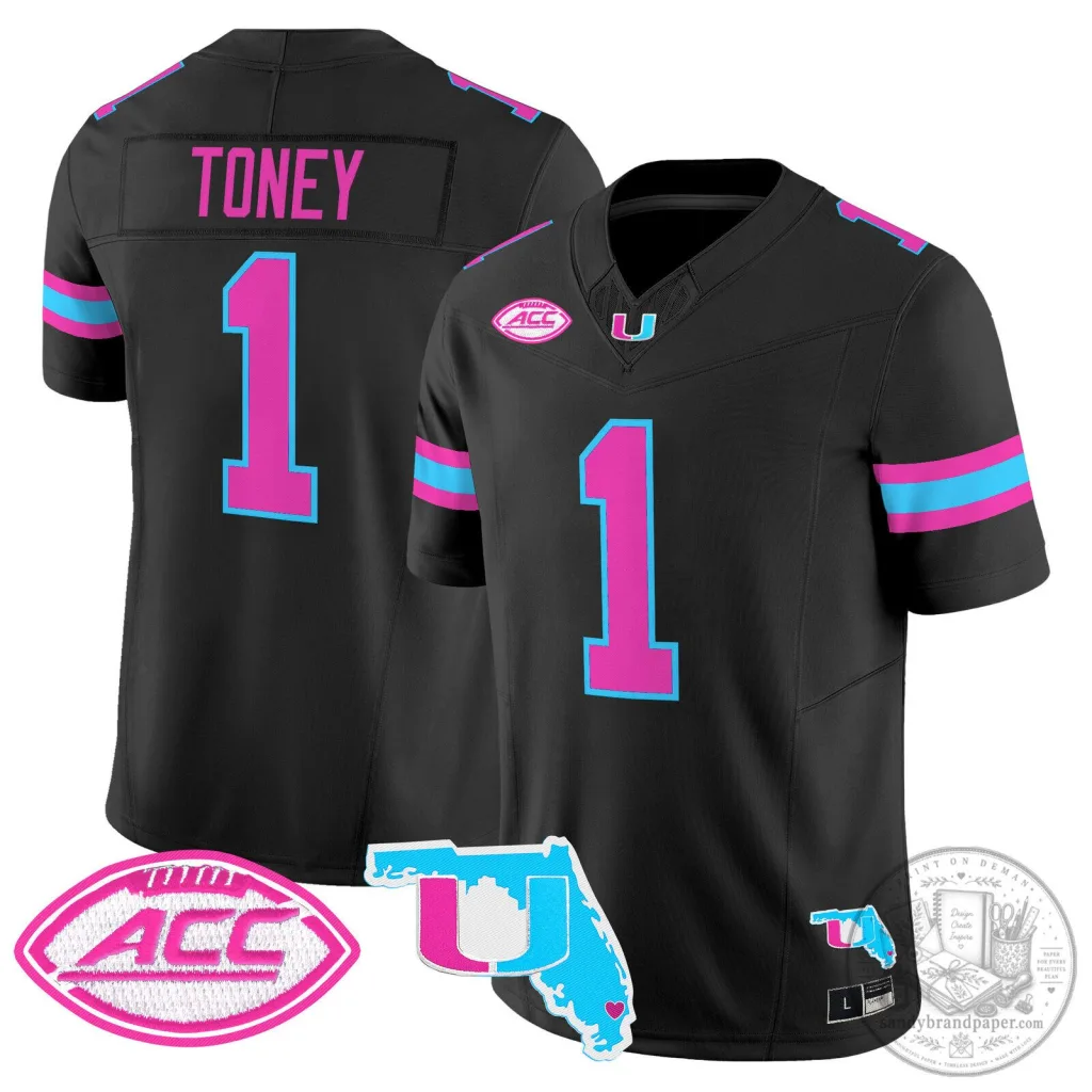 Miami Hurricanes Vice City Black Football Jersey 39 Miami Hurricanes Vice City Black Football Jersey