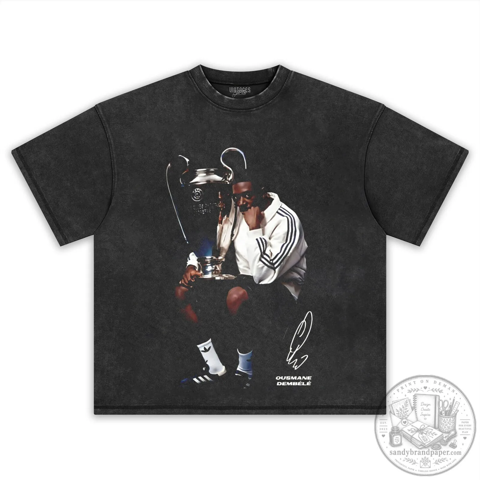 Ousmane Dembele Trophy Celebration Football Player Black T-Shirt 6 Ousmane Dembele Trophy Celebration Football Player Black T-Shirt