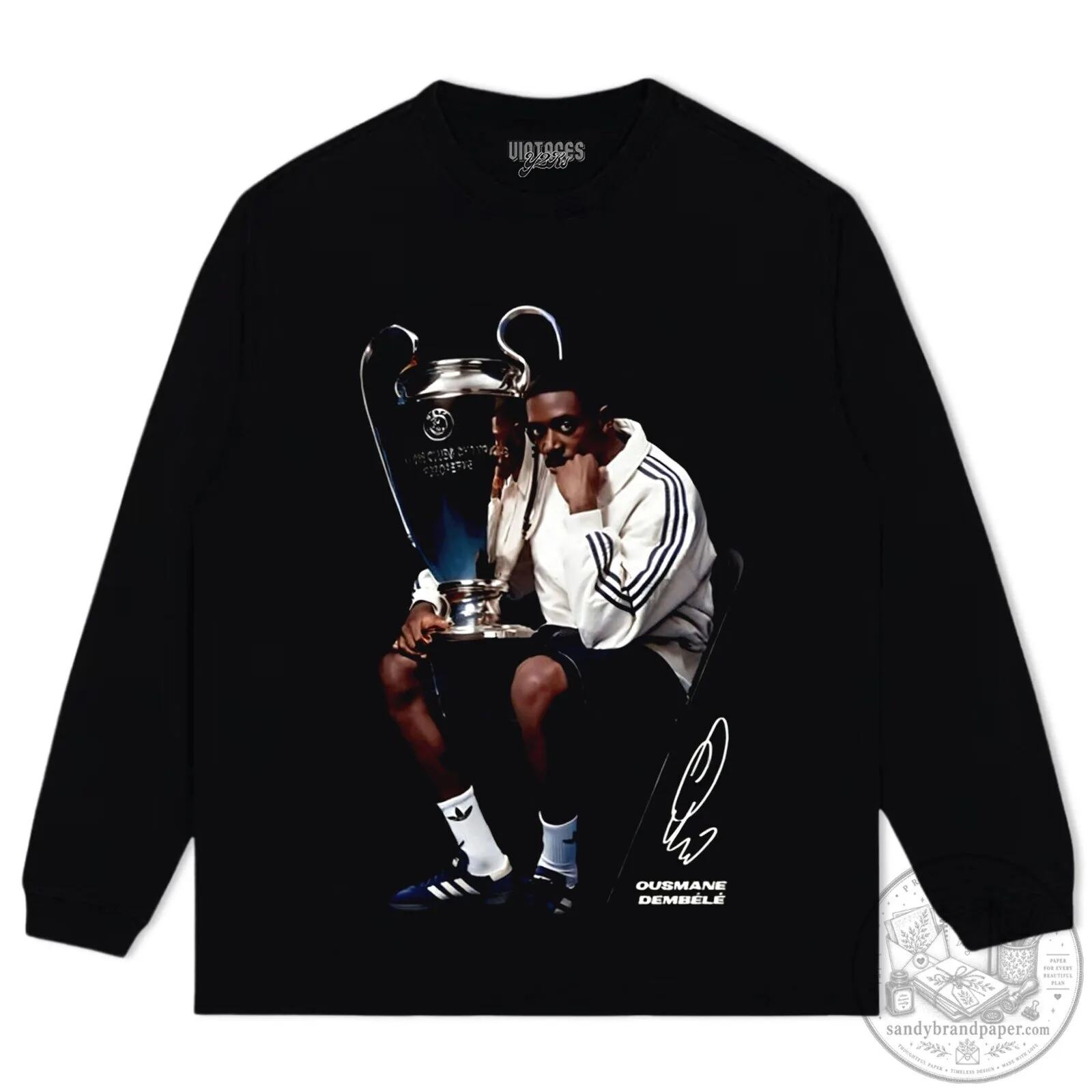 Ousmane Dembele Trophy Celebration Football Player Black T-Shirt 7 Ousmane Dembele Trophy Celebration Football Player Black T-Shirt