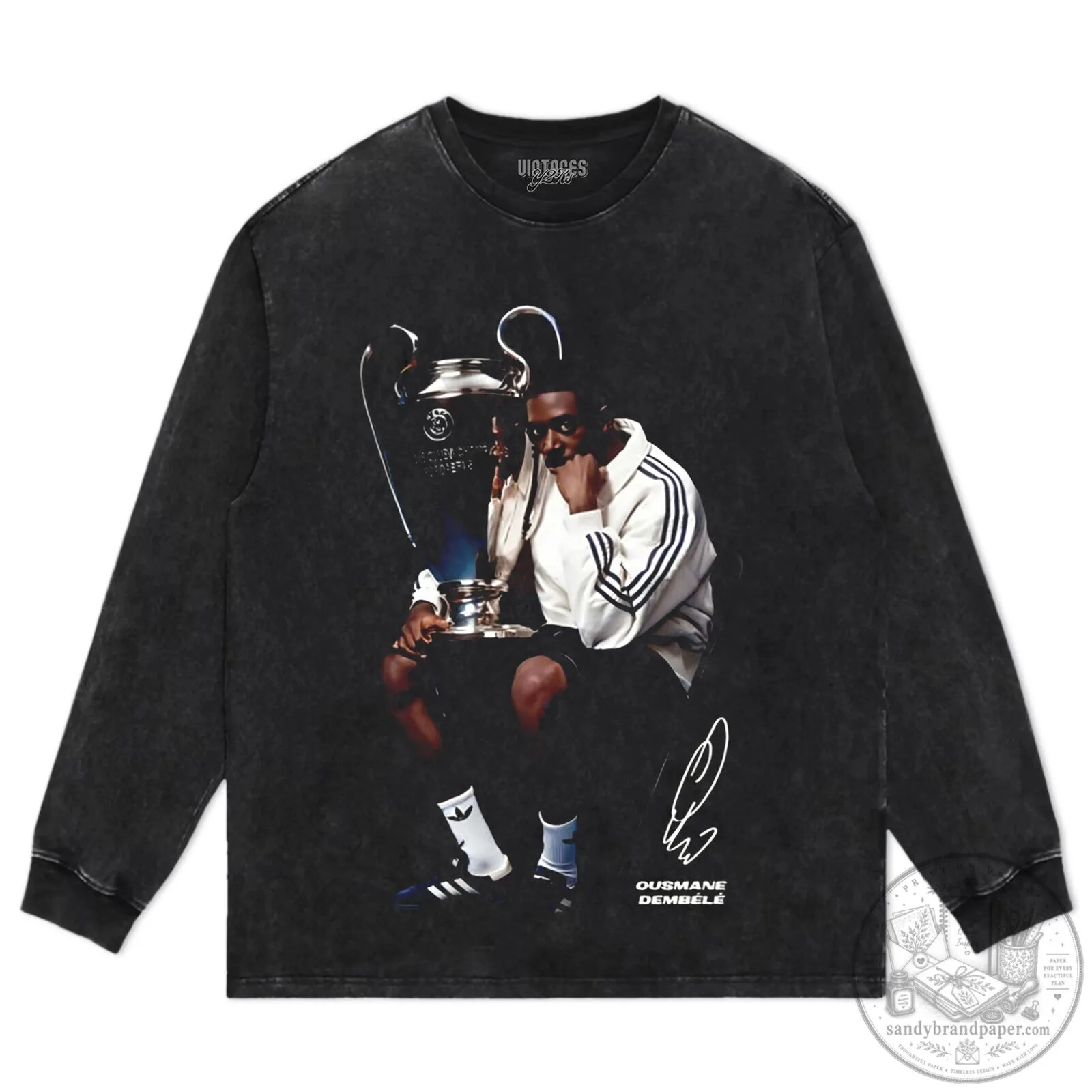 Ousmane Dembele Trophy Celebration Football Player Black T-Shirt 8 Ousmane Dembele Trophy Celebration Football Player Black T-Shirt