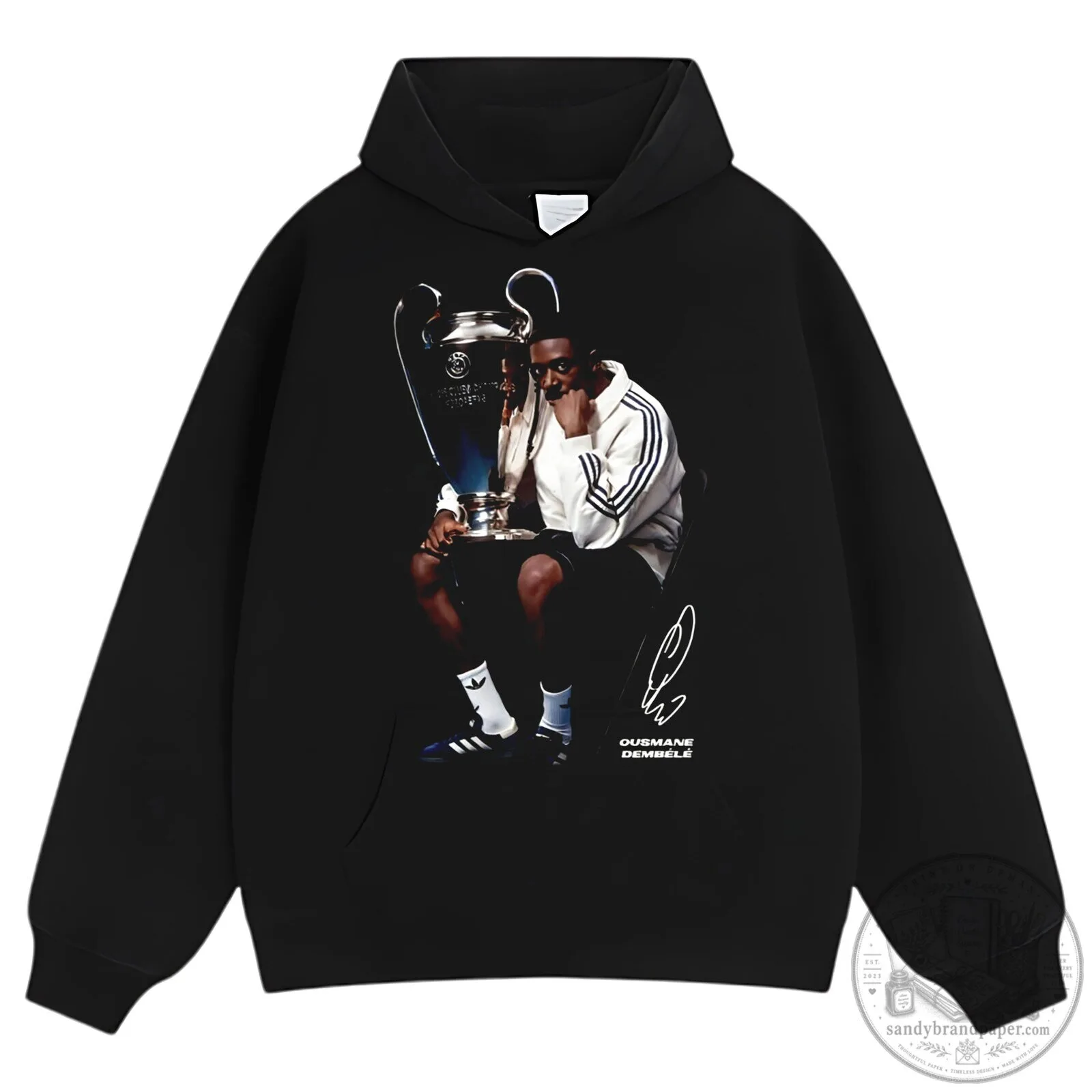 Ousmane Dembele Trophy Celebration Football Player Black T-Shirt 9 Ousmane Dembele Trophy Celebration Football Player Black T-Shirt