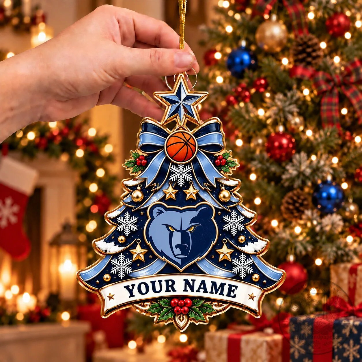 Memphis Grizzlies Basketball Team Christmas Tree Ornament Custom Name