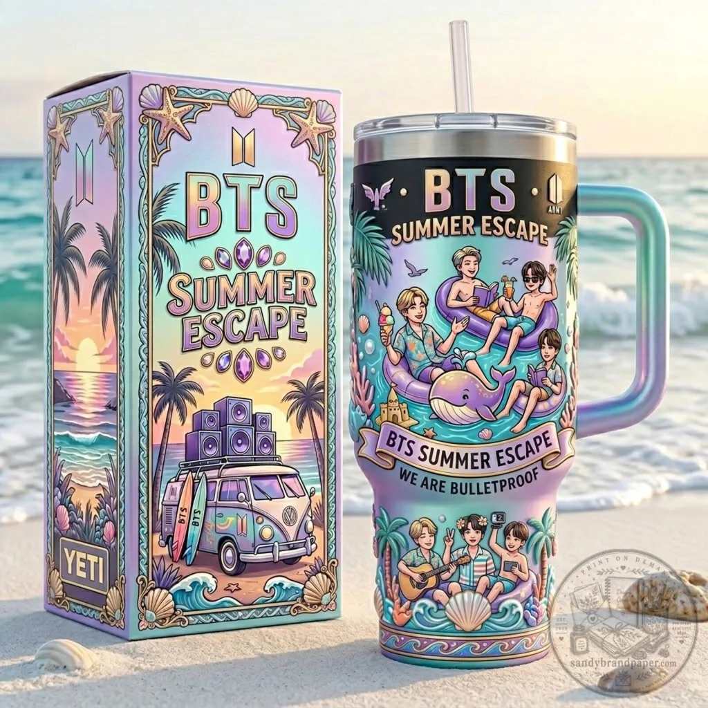 BTS Summer Escape We Are Bulletproof Beach Vacation Tumbler with Handle 25 BTS Summer Escape We Are Bulletproof Beach Vacation Tumbler with Handle
