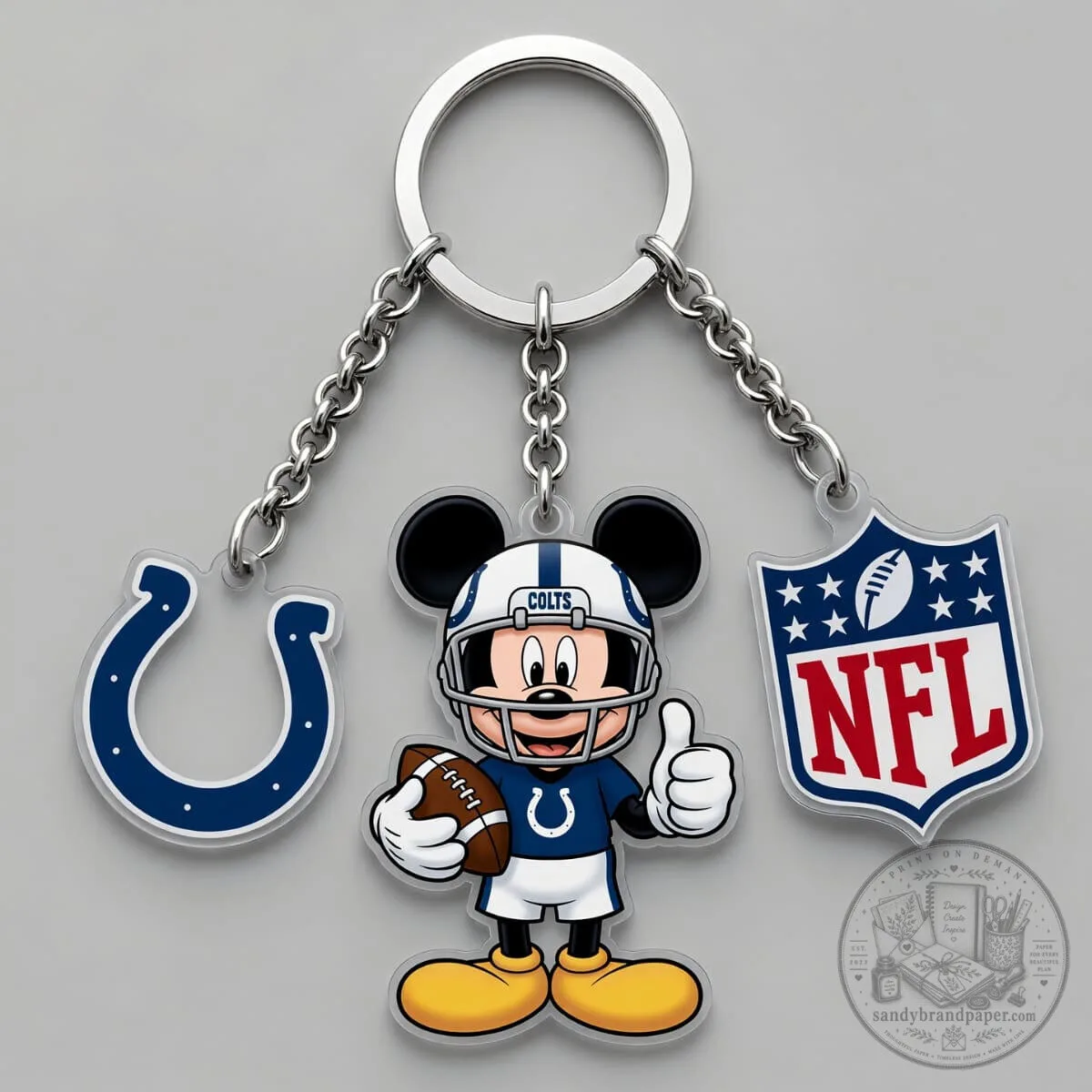 Indianapolis Colts Mickey Mouse National Football League Triple Charm Keychain