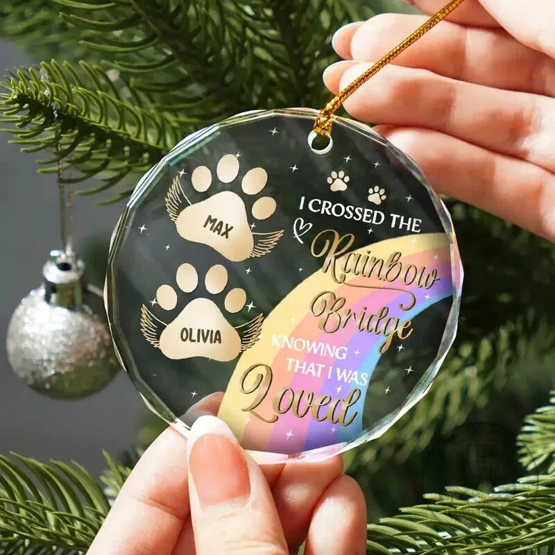 Personalized Pet Memorial Rainbow Bridge Glass Ornament for Pet Owners 6 Personalized Pet Memorial Rainbow Bridge Glass Ornament for Pet Owners