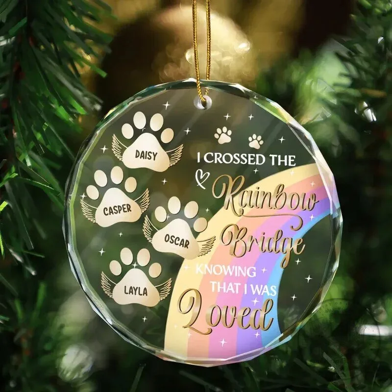 Personalized Pet Memorial Rainbow Bridge Glass Ornament for Pet Owners 7 Personalized Pet Memorial Rainbow Bridge Glass Ornament for Pet Owners
