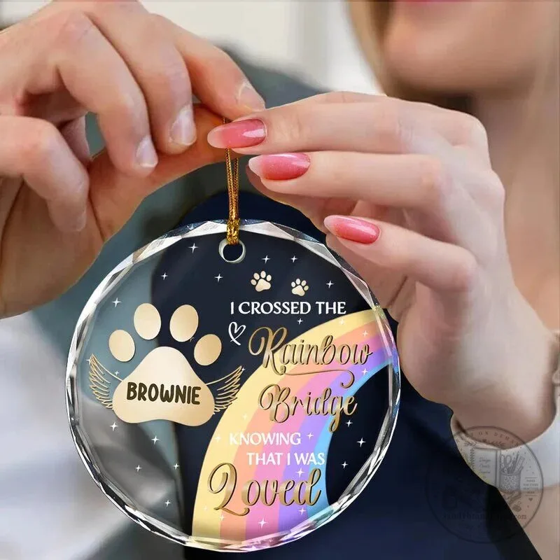 Personalized Pet Memorial Rainbow Bridge Glass Ornament for Pet Owners 8 Personalized Pet Memorial Rainbow Bridge Glass Ornament for Pet Owners
