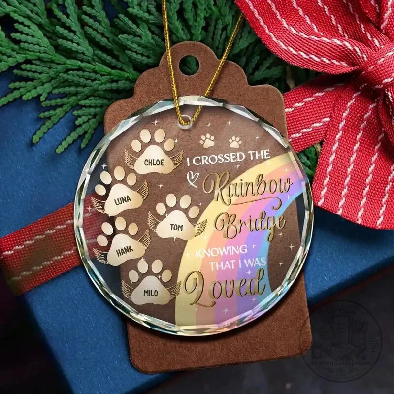 Personalized Pet Memorial Rainbow Bridge Glass Ornament for Pet Owners 9 Personalized Pet Memorial Rainbow Bridge Glass Ornament for Pet Owners