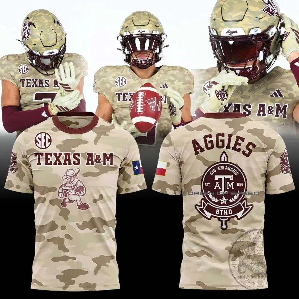 Texas A&M Aggies Football Camouflage Graphic T-Shirt