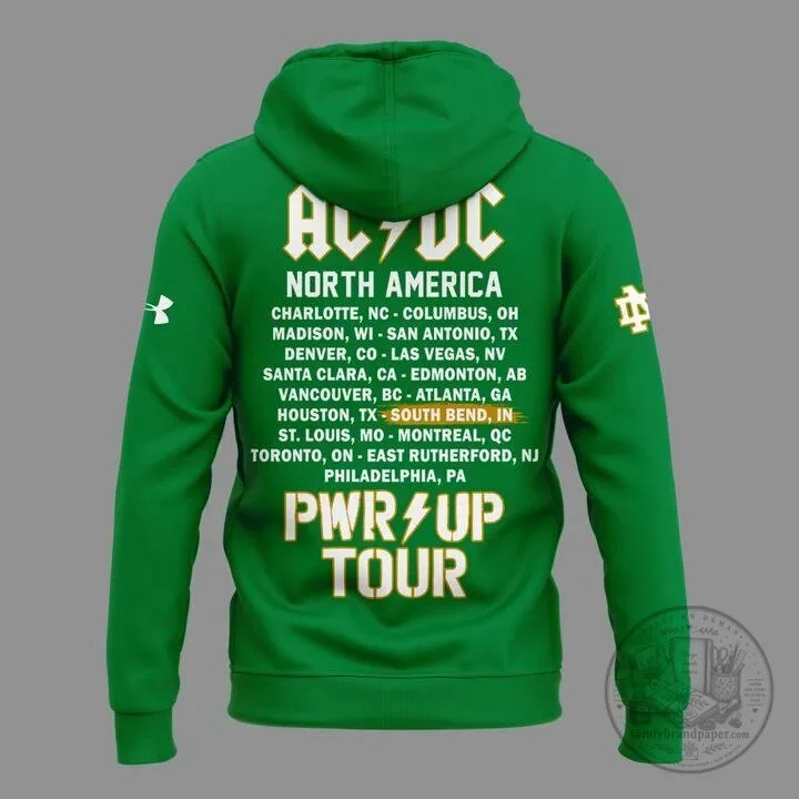 Green Hoodie for Notre Dame Football featuring the AC/DC Power Up Tour 2026 7 Green Hoodie for Notre Dame Football featuring the AC/DC Power Up Tour 2026